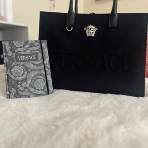 Versace Black Embossed Tote!!